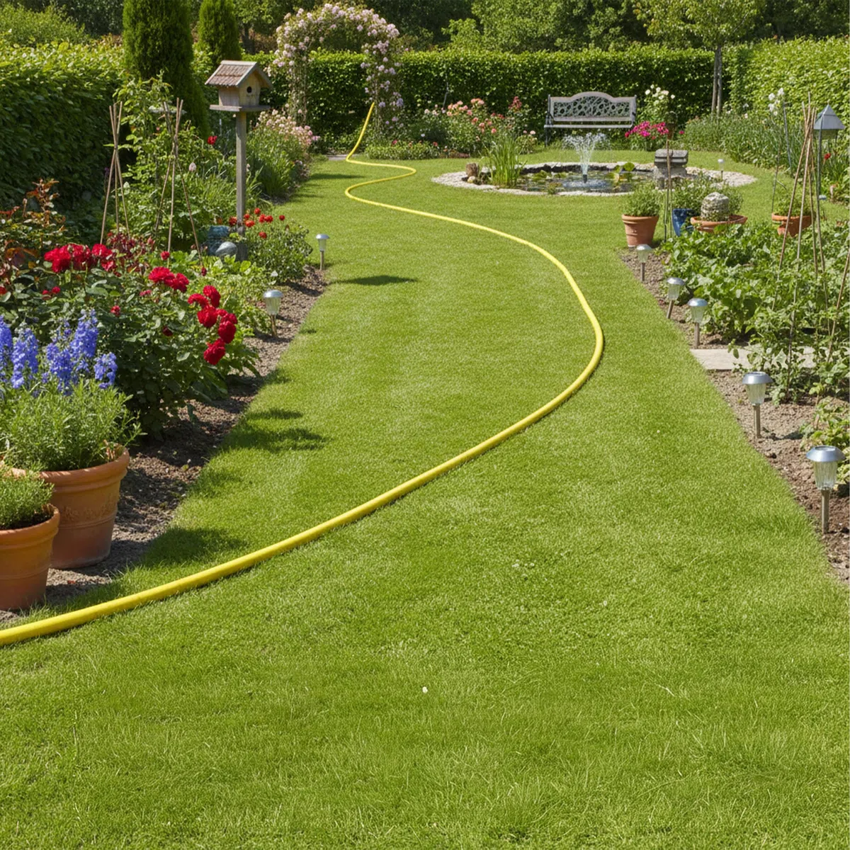 Relaxdays Tuyau d'arrosage résistant UV, torsadé, 70 m, Universel 1/2", Jaune