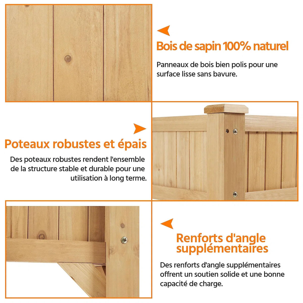 Yaheetech Carré Potager sur Pied Exterieur Table de Rempotage Jardinière Surélevée Carré à Plantes en Bois Trous de Drainage pour Légumes ou Fleurs dans Balcon/Jardin