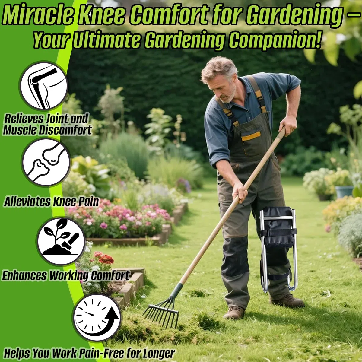 Siège-Genou, Repose-Genoux de Jardin avec Fonction Assise, protège Les Genoux, supporte Jusqu’à 200 kg, idéal pour Le Jardinage, Les travaux de Construction et Les usages Professionnels