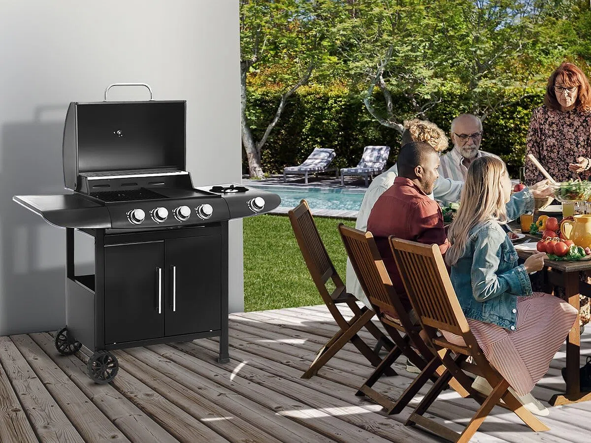 Barbecue gaz Feria 5" - 5 brûleurs Dont 1 latéral - 14,5 KW - Noir