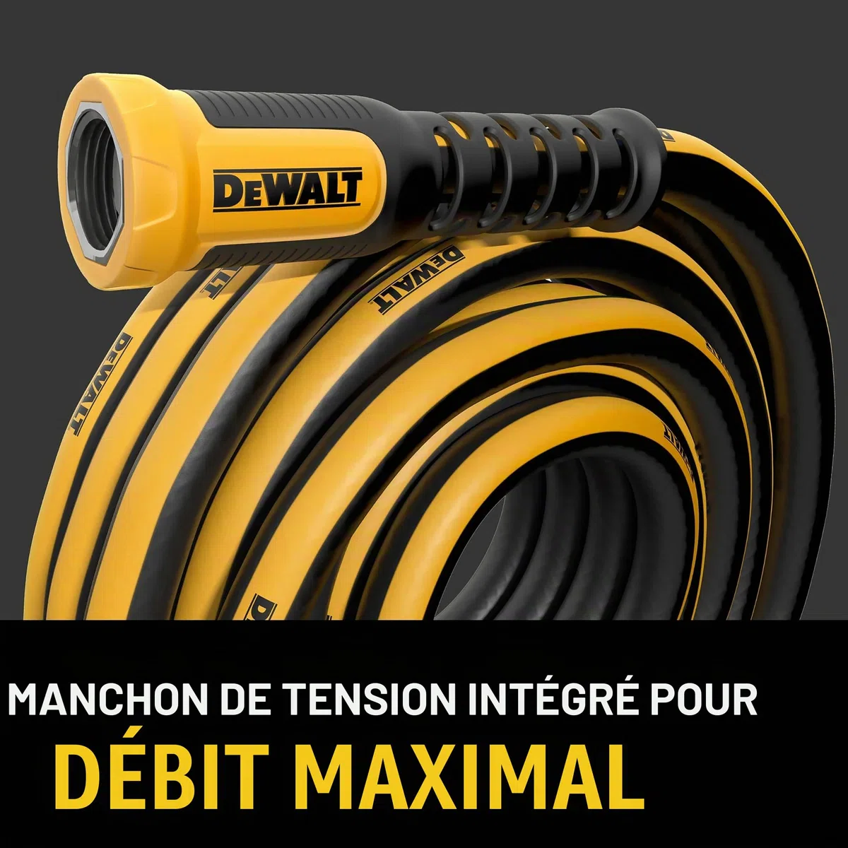 DEWALT DCMH3285 Tuyau d'arrosage robuste de qualité professionnelle 15,2 m x 1,6 cm pour jardin, jaune, noir