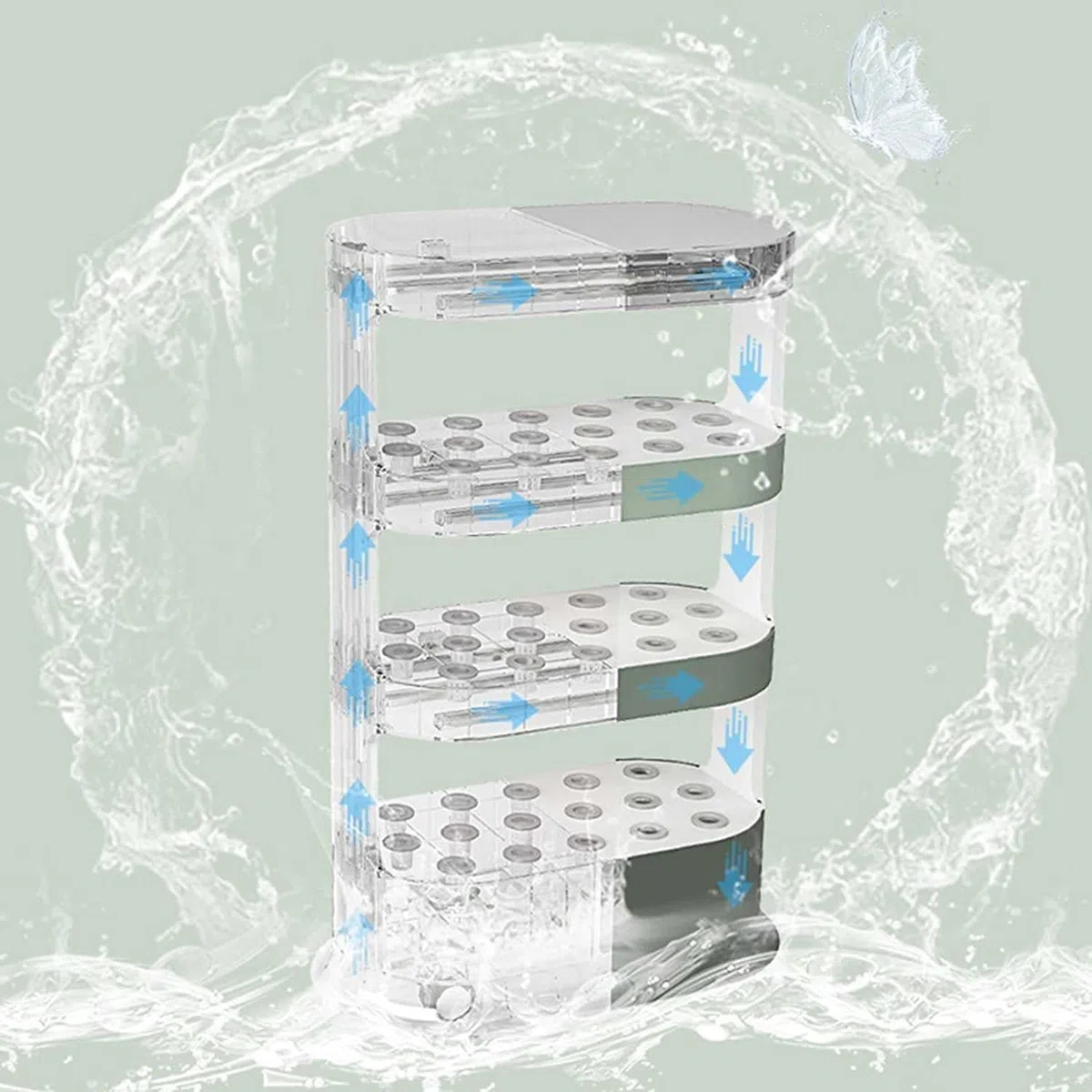Système de tour hydroponique avec 48/64 trous 4 niveaux Kit complet de jardin d'intérieur avec lampe de culture et télécommande Solution de plantation hydroponique efficace Blanc