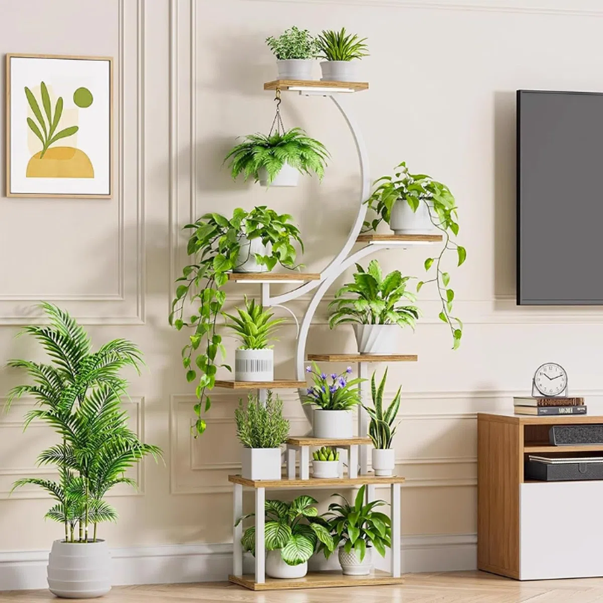 Générique Support pour Plantes d'intérieur avec Lampes de Croissance, étagère à 8 Niveaux en Forme d'arbre pour Plusieurs Plantes, idéal pour la Maison et la terrasse (BL