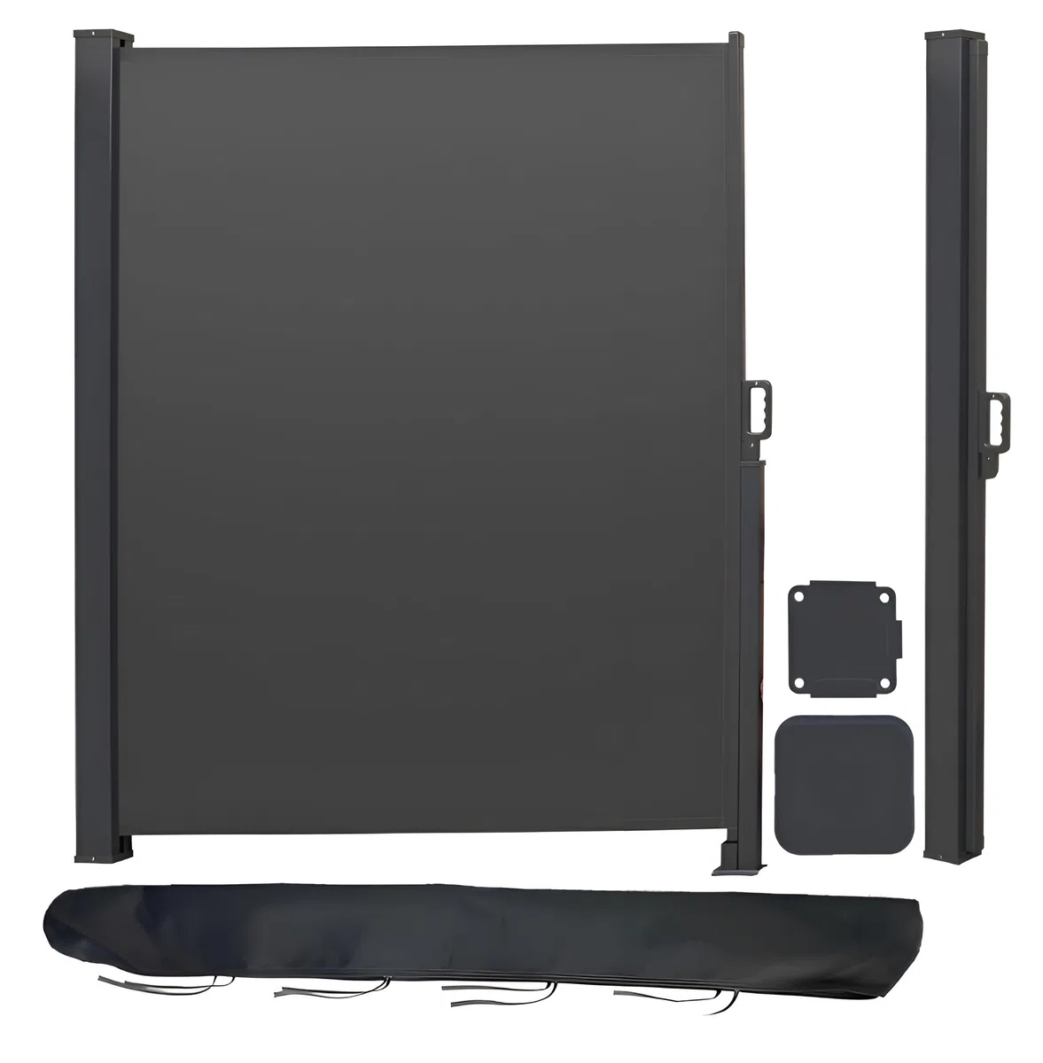 Canopée Store Latéral Extérieur 160 x 300 cm - Paravent Rétractable en Aluminium - Brise-Vue Balcon Terrasse Jardin - Gris Anthracite