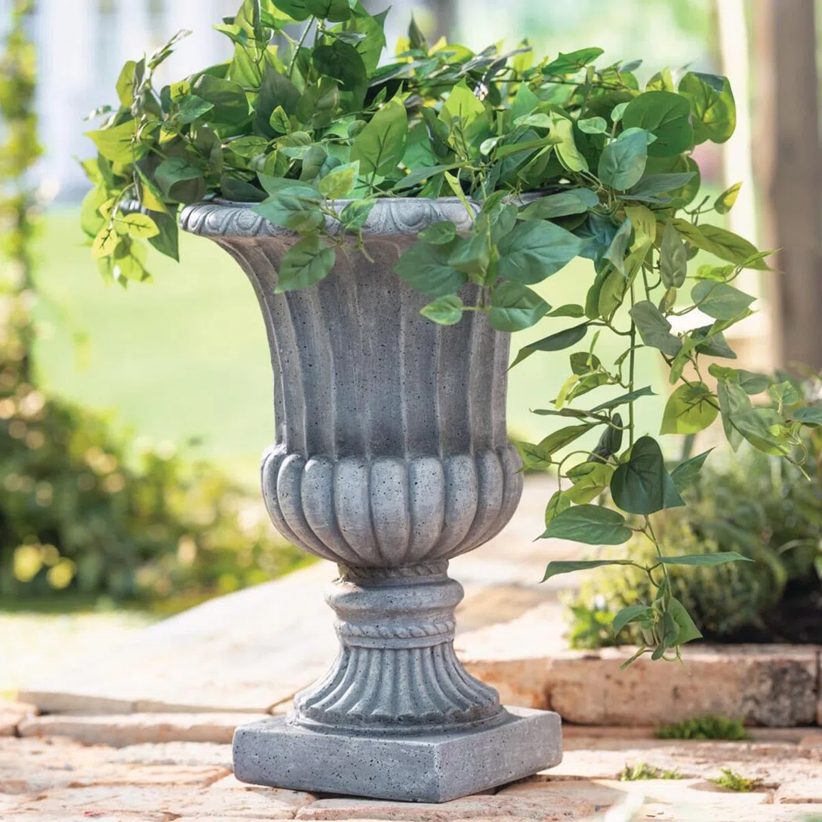 Dekoleidenschaft Amphore Antiqua Pot de fleurs de jardin, aspect pierre antique, 51 cm de haut, pot de fleurs d'extérieur pour l'extérieur