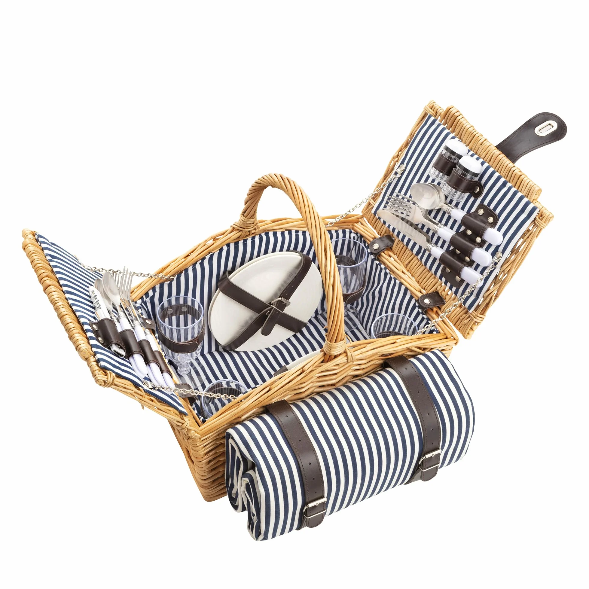 Dutch Mountains Panier Pique-Nique pour 4 Personnes Deluxe - Sac Pique Nique 24 pièces avec Couverture