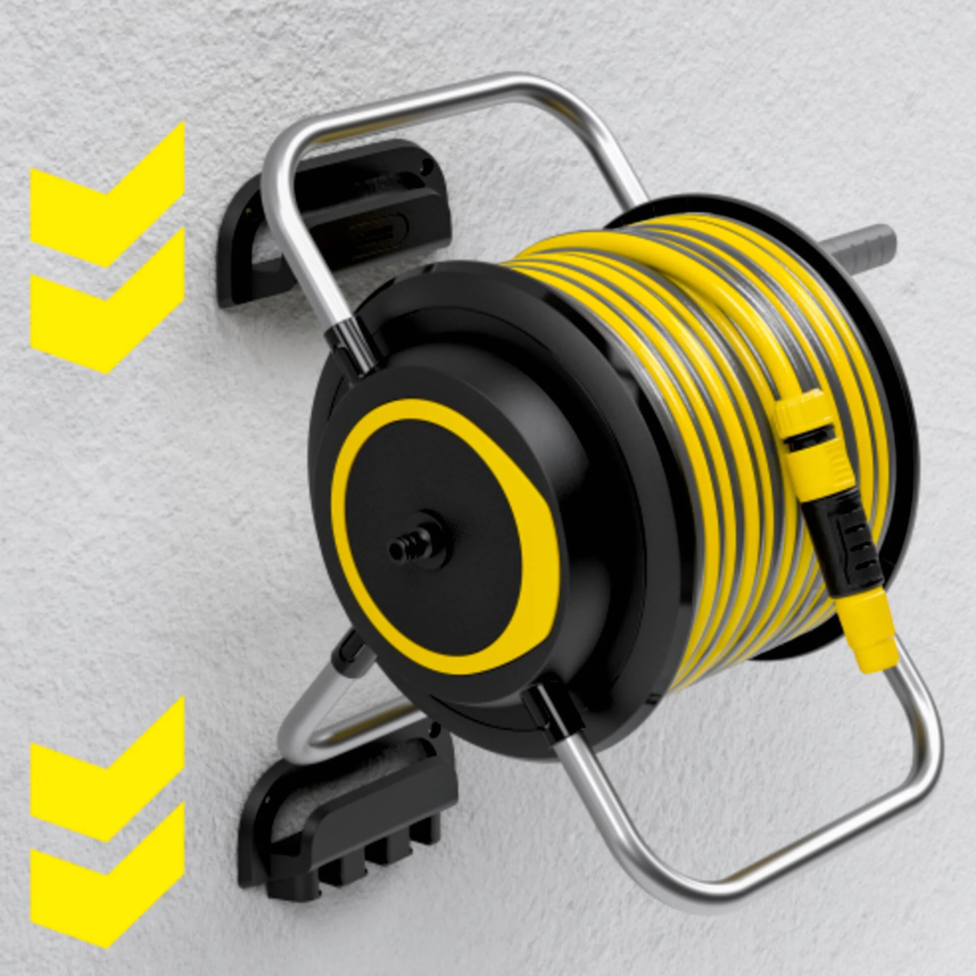 Kärcher Support de tuyau HR 4.30 : flexible, rangement facile au mur et pour une utilisation mobile dans le jardin, support de seringue, tuyau de 30 m et accessoires, noir