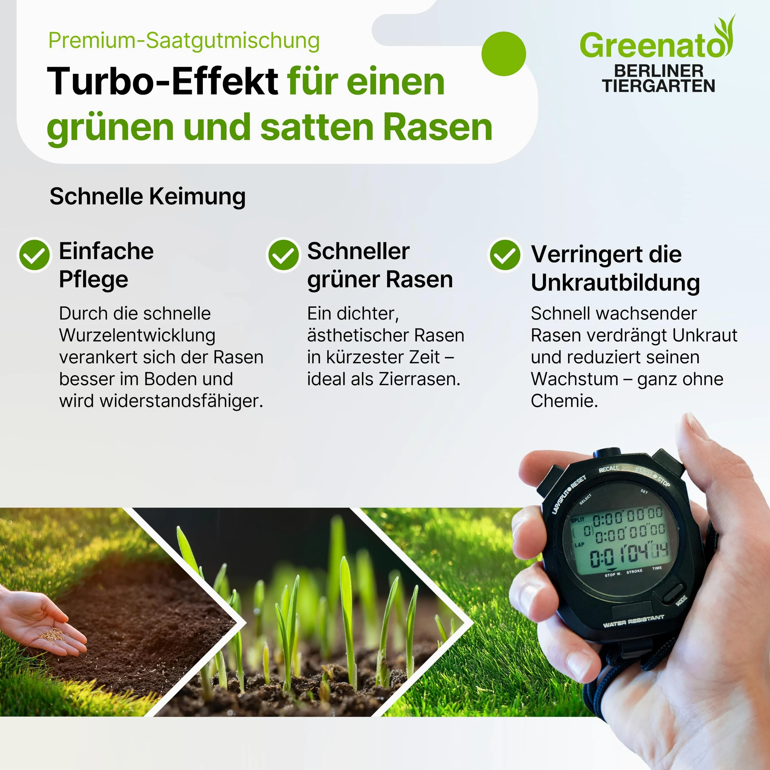 Graines de gazon Greenato Berliner Tiergarten 30kg gazon d'ornement Graines de gazon Graines de gazon - Unité d'emballage au choix de 1-30kg