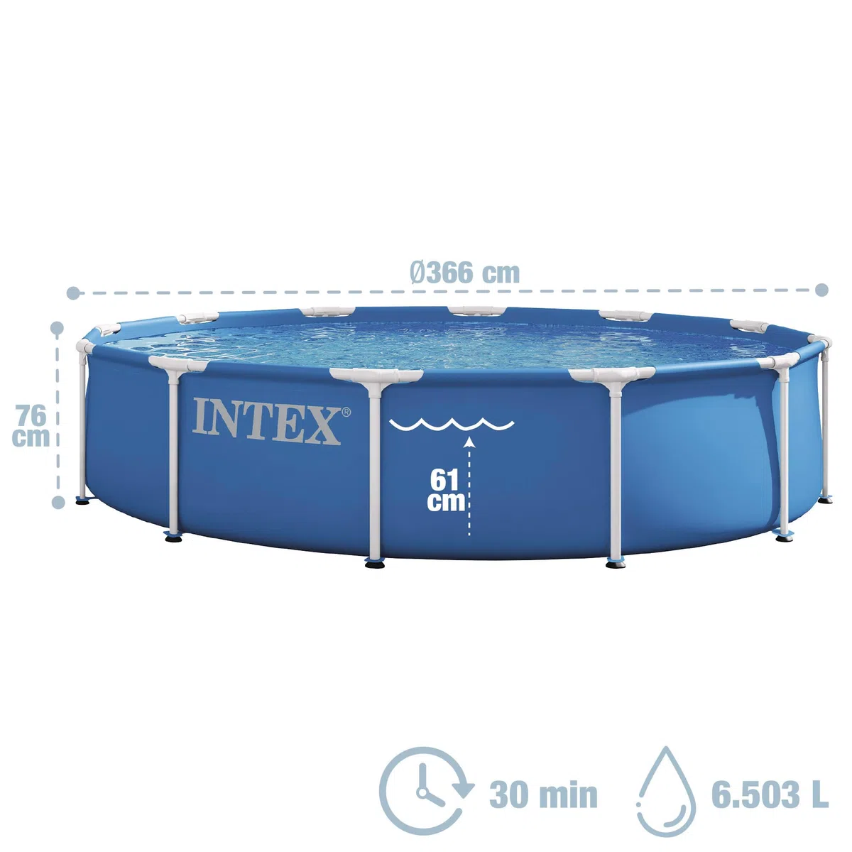 Intex Piscine 28210ND 3,66 m x 76 cm à Structure métallique Piscine Seule
