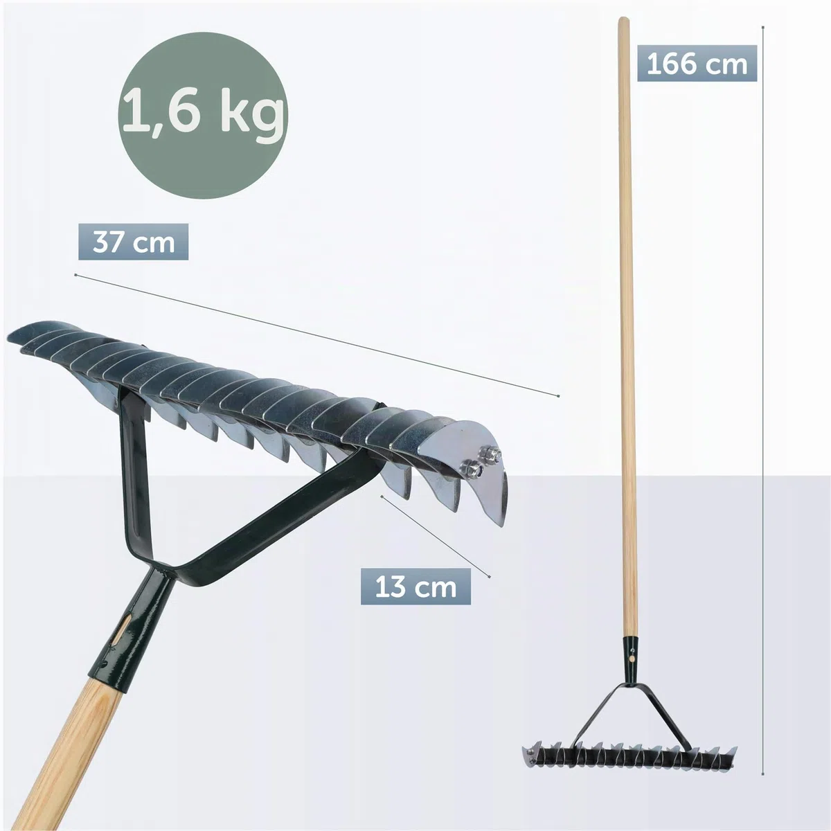 KADAX Scarificateur Manuel avec Manche en Bois et Tête en Acier, Aérateur de Gazon et Sol, Outil d'Aération et de Déchaumage pour Jardin et Pelouse