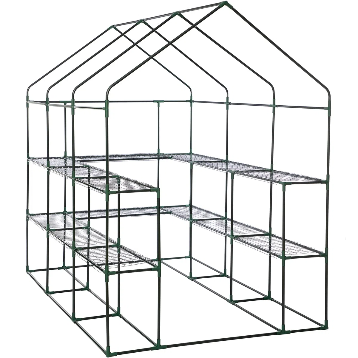 LARMNEE Serre de Jardin avec Étagères, Fenêtre, Ancre, Abri pour Plantes, Serre à Tomates Plastique, Anti-UV, 145 x 212 x 198 cm, pour tomates, Plante, Plante, légumes, Extérieur, Vert EGN13GH02G1