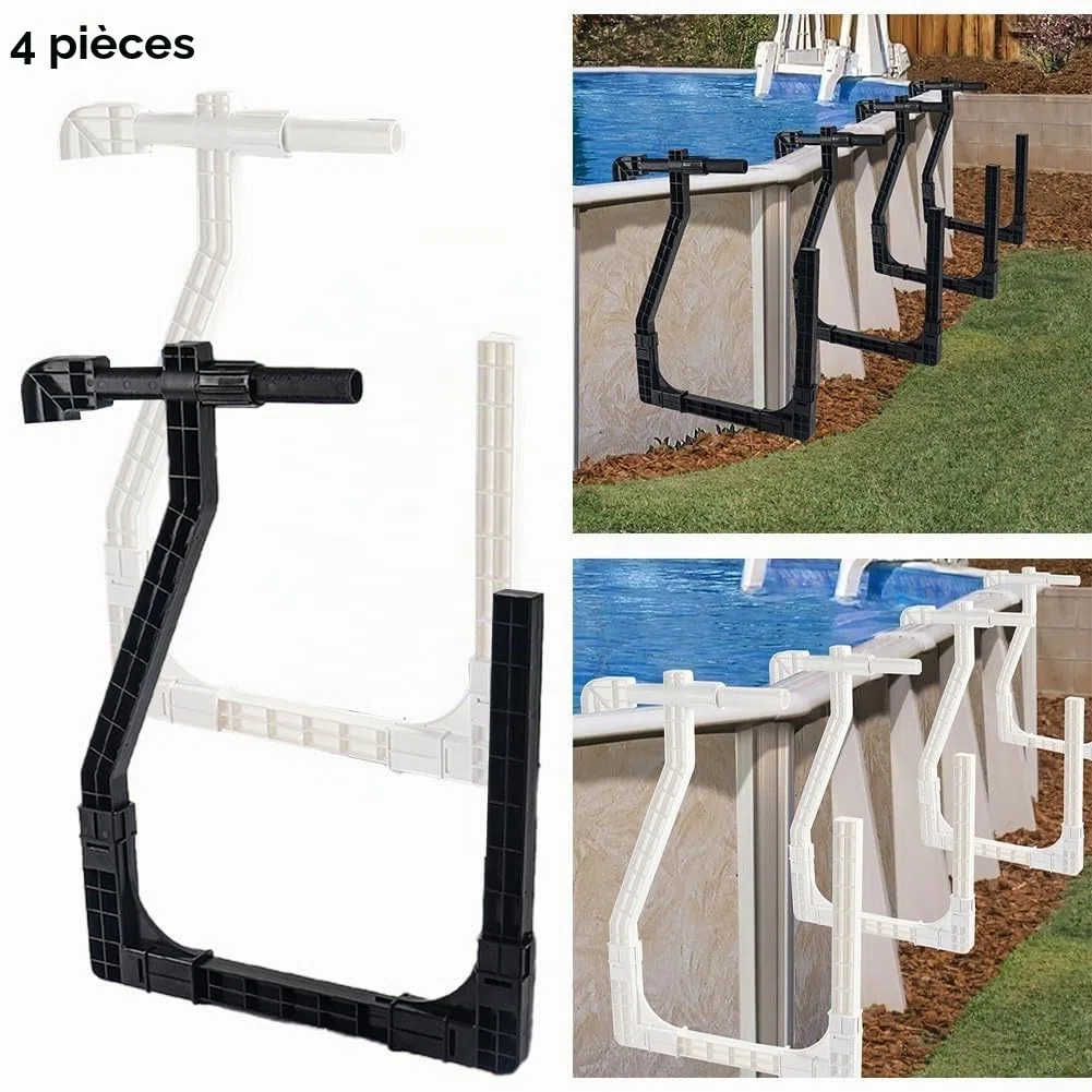 Solution de rangement pratique avec crochets réglables pour piscine hors sol (noir)
