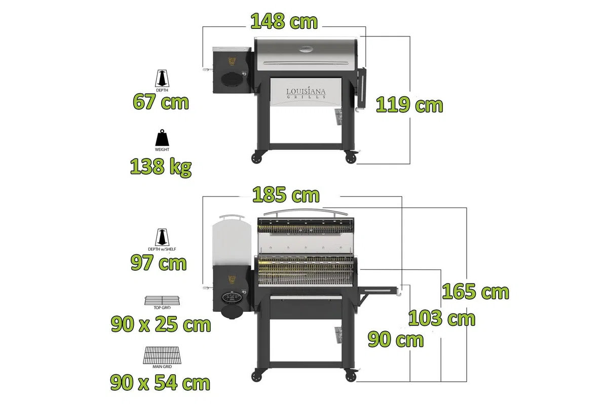 Barbecue à Pellets LG1200 Louisiana Grills Founders Legacy, Grill à Pellets, Barbecue, Écran Tactile Numérique Programmable avec Wifi et Bluetooth, Deux Sondes Thermiques Programmables