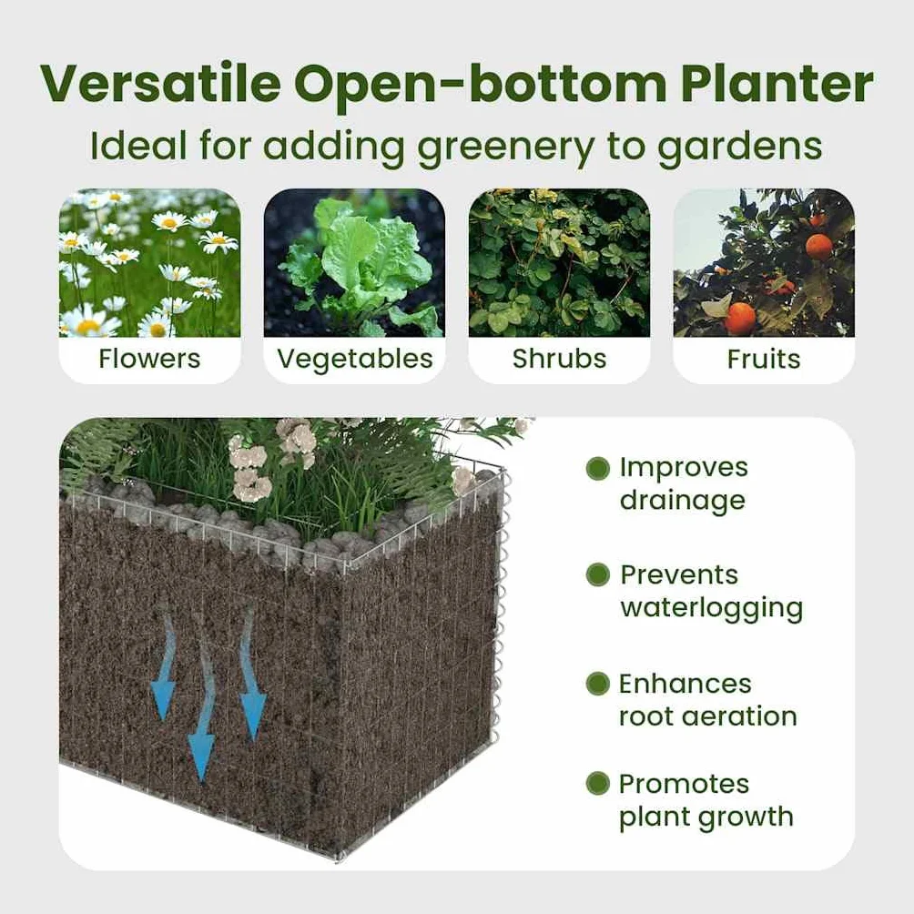 vidaXL Lit Surélevé à Gabion Acier Galvanisé 270x50x50 cm Jardinière Jardin