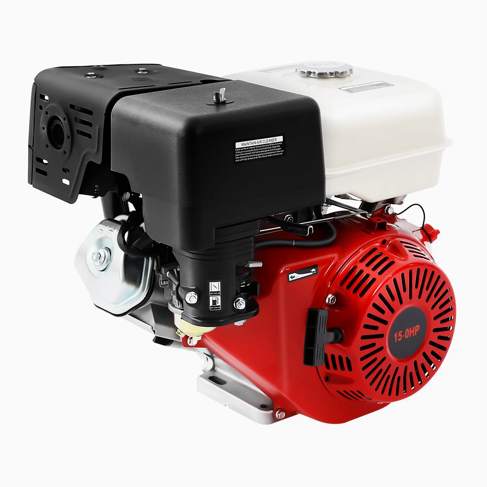 Moteur à 4 temps, moteur à kart, 15 CV, moteur à essence, pour charges lourdes, avec fonction de protection contre les manques d'huile, refroidissement par air, alarme d'huile pour machines à pompe