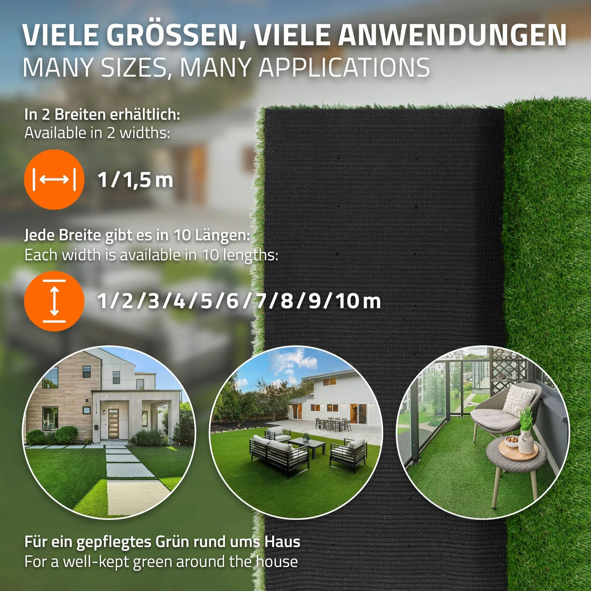 ECD Germany Gazon Synthétique 18mm en Rouleau 1,5m² (1,5x1m), Vert Multinuancé, Drainage Rapide et Facile à Découper, Résistant Intempéries, Tapis Artificiel Pelouse Herbe Fausse Revêtement de Sol