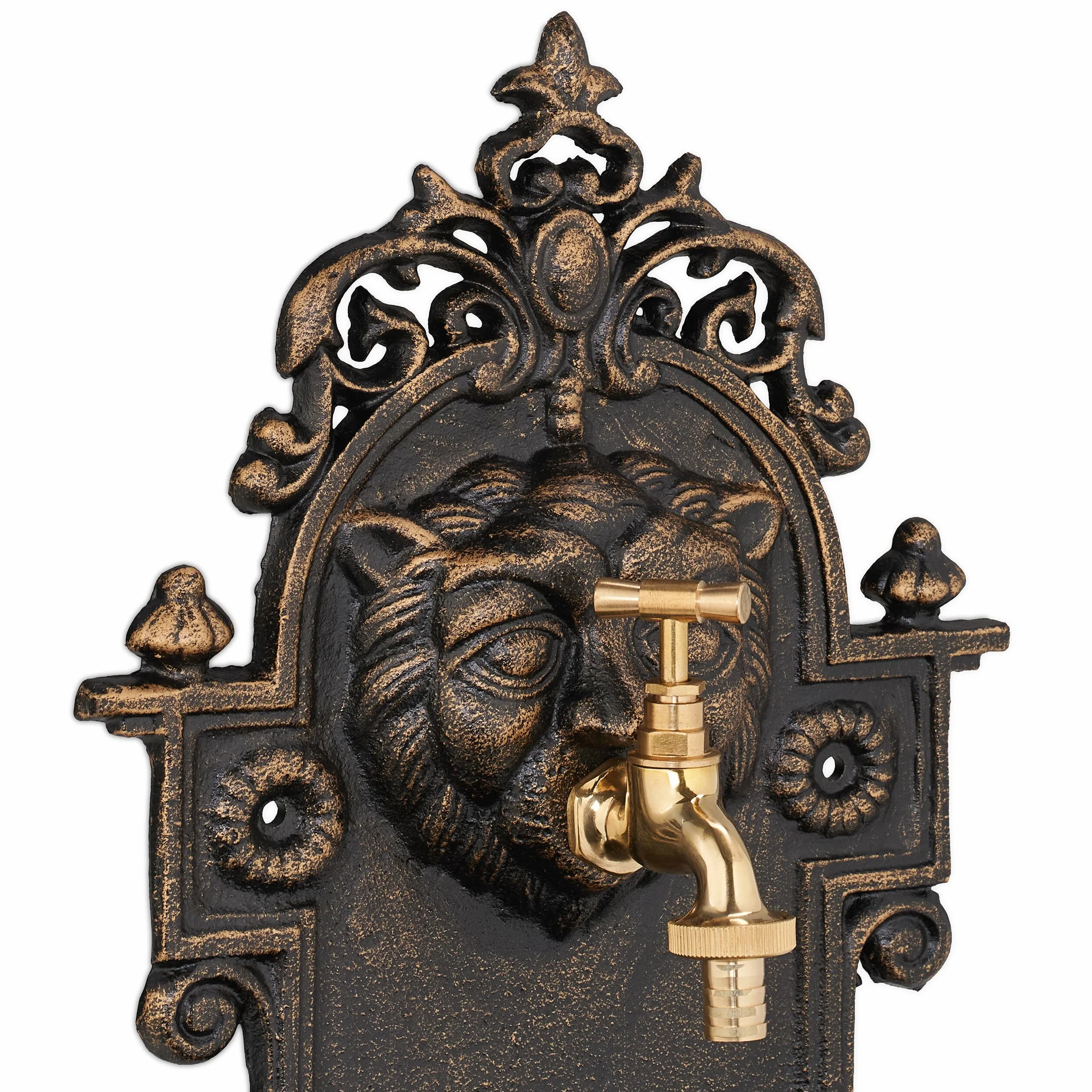 Relaxdays Fontaine extérieure pour Le Jardin, Robinet, bac, Design Rustique, H x L x P : 61 x 35 x 18 cm, Bronze