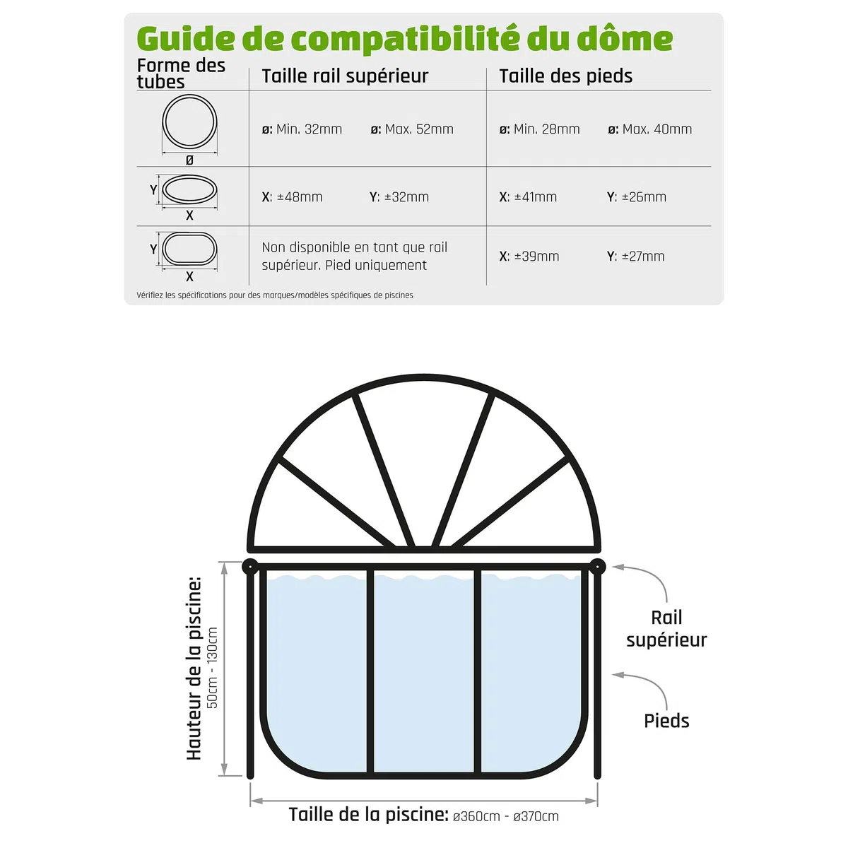 EXIT Toys Dôme Piscine Hors Sol Rond 366 cm pour Piscines 360–370 cm – Abri Piscine Hors Sol pour Intex Bestway et EXIT – Garde l’Eau Plus Propre et Plus Chaude – Transparent