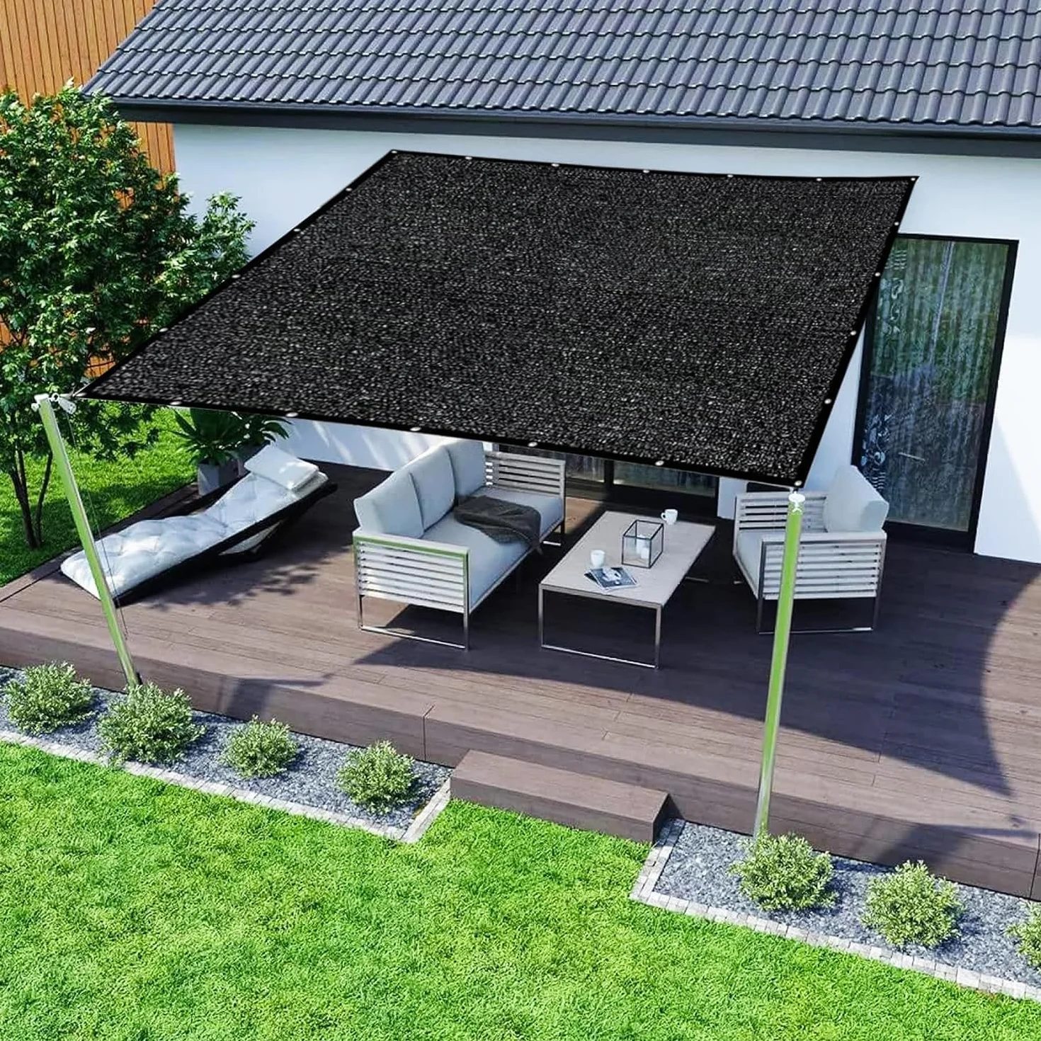 Filet d'Ombrage, Filet Protection Solaire 80-95% Anti-UV, Toile d'Ombrage Jardin Exterieur avec œIllets, Voiles D'Ombrage RéSistant pour Potager, Serre, Balcon,Terrasse, Pergola, Patio