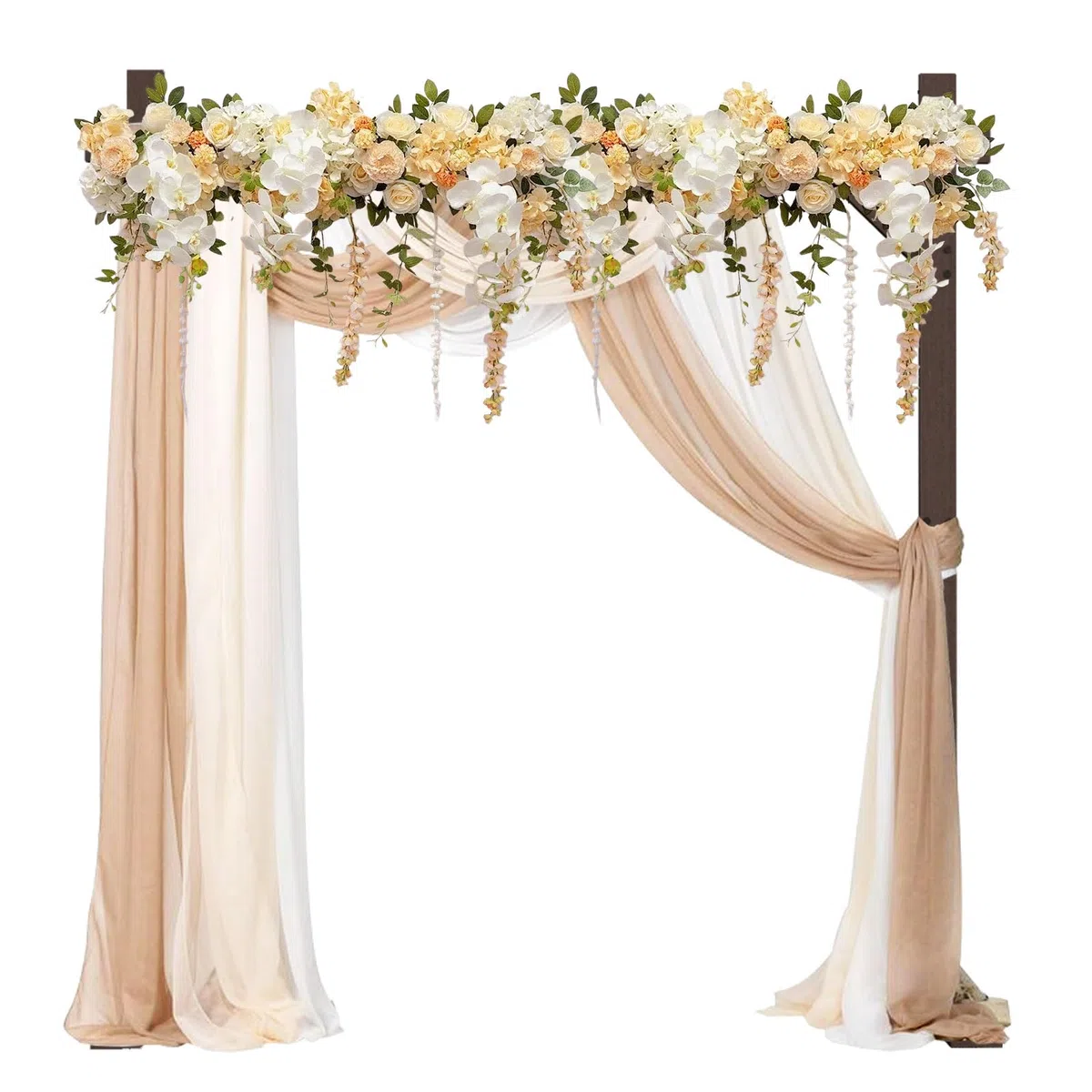 PlusFive Arche de mariage carrée en bois de 2,28 m, grand cadre d'arche de mariage en bois pour demande en mariage, anniversaire, Saint-Valentin, extérieur et intérieur, décoration de jardin rustique
