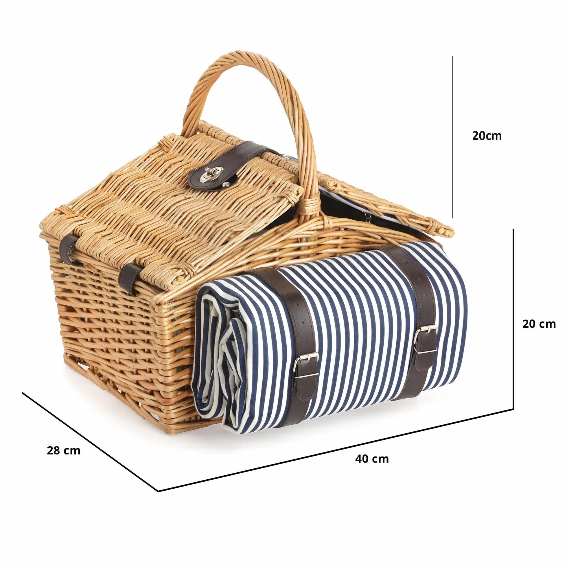 Dutch Mountains Panier Pique-Nique pour 4 Personnes Deluxe - Sac Pique Nique 24 pièces avec Couverture