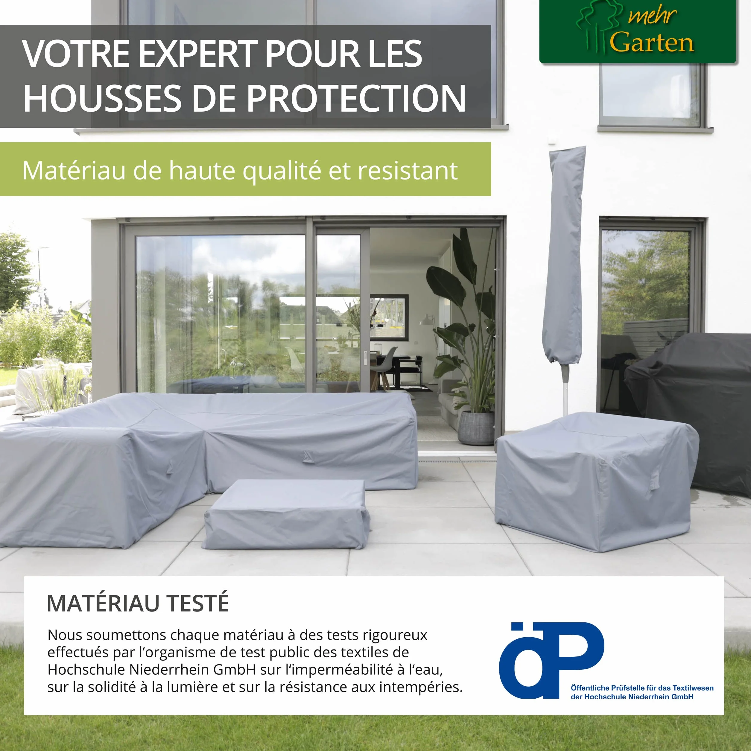 Housse de Protection pour Table Basse de Jardin | 100 x 100 x 45 cm | Polyester tissé Oxford 600D, Couleur : Gris