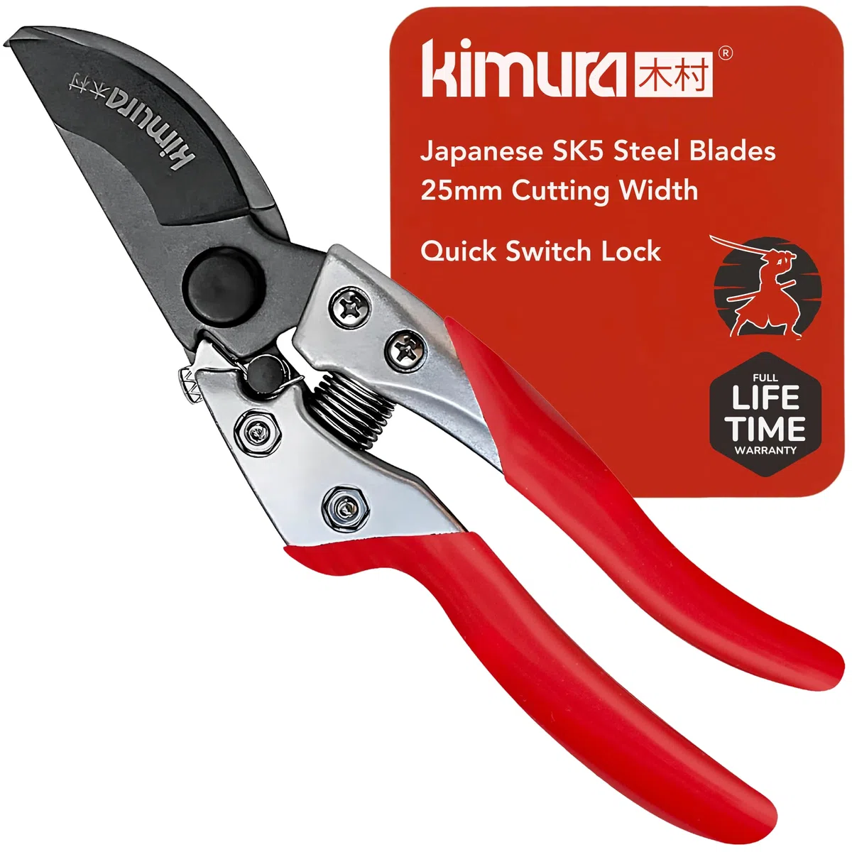 Sécateur de jardin professionnel Kimura 8", lame en acier japonais SK5 aiguisée comme un rasoir, poignées antidérapantes recouvertes de PVC, léger et de forme ergonomique, sécateur de dérivation