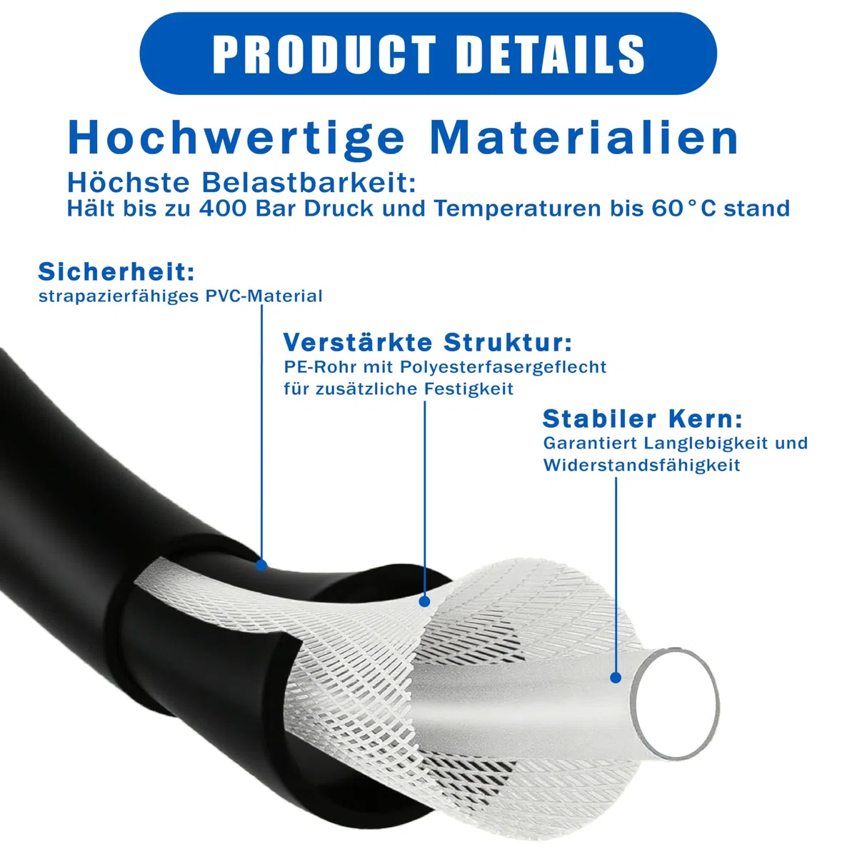 20m Tuyau de Nettoyage Haute Pression 5800 PSI/400 bar - Compatible Kärcher K2 à K7, Lavor, Bosch - Kit complet avec adaptateurs, buses et gants de protection