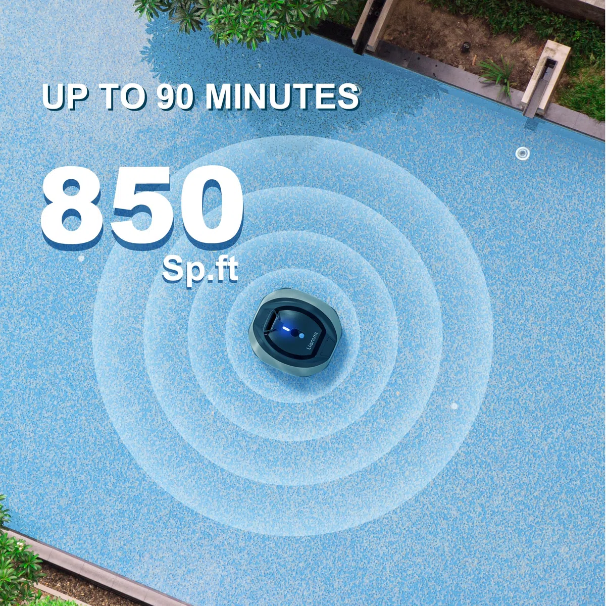 Robot nettoyeur de piscine sans fil avec batterie de 4400 mAh, aspirateur de piscine pour piscine hors sol avec aspiration puissante, technologie DirtLock, auto-stationnement, autonomie de 90 minutes