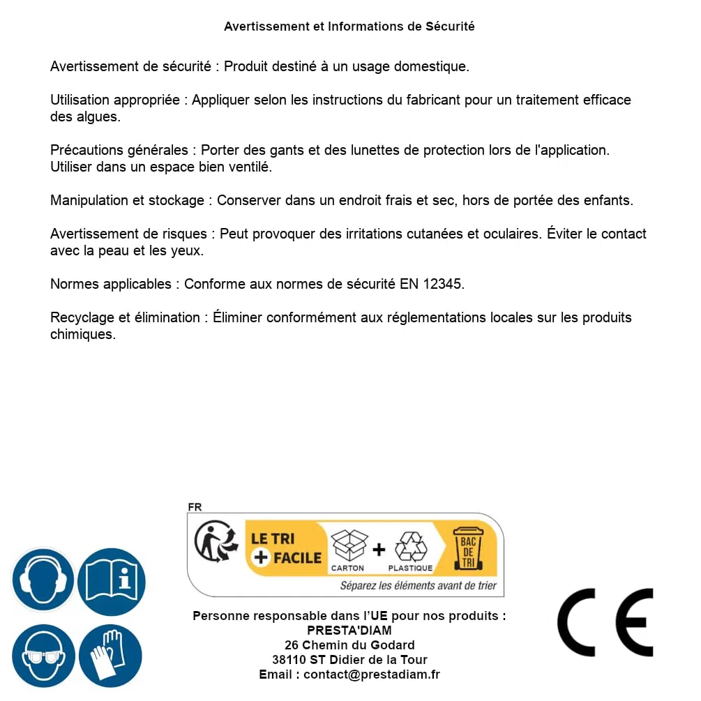 Algistop Noir 5 kg - Algicide Curatif Contre Les Algues Noires - Efficace et Facile d'Utilisation - D-Work