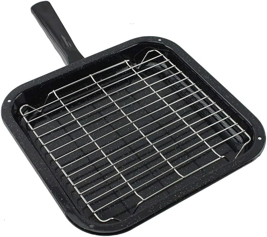 Poêle grill universelle pour petit électroménager, 28,5 x 27,5 cm, avec poignée amovible et dessous de plat, pour caravane et bateau