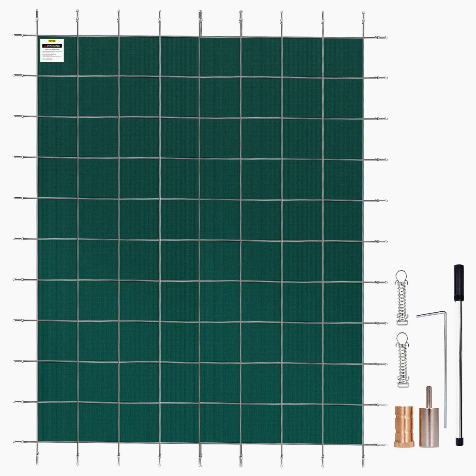 VEVOR Bâche Piscine Creusée 5,47x11,47 m PP Couverture Protection Piscine Rectangulaire contre Débris Neige Protège Piscine Maille Serrée Boulon Terre Laiton pour Piscines 4,87x11 m Maison Jardin Vert