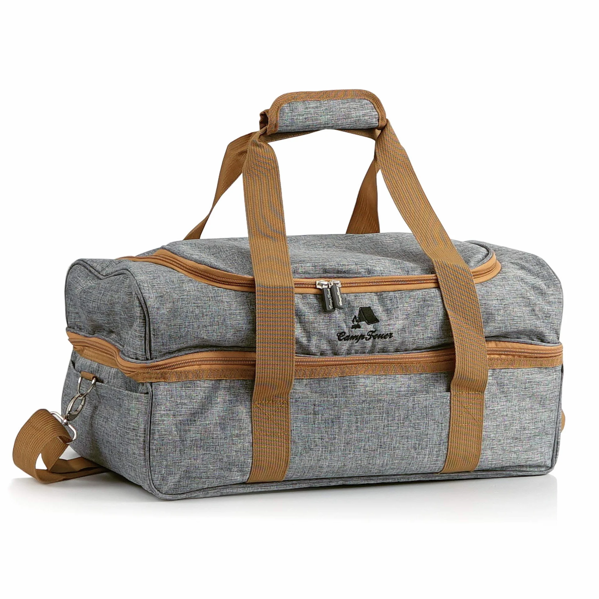 CampFeuer Sac de Pique-Nique pour 4 Personnes | Ensemble de Pique-Nique 20 pièces | Gris | avec Poches latérales, Vaisselle et Couverts