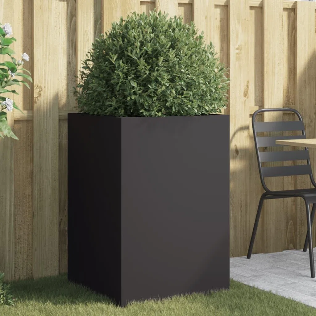 vidaXL Jardinière, Bac à Fleurs, Pot de Plantes, Boîte à Fleurs, Jardinière Surélevée de Jardin Patio Terrasse, Noir 52x48x75 cm Acier