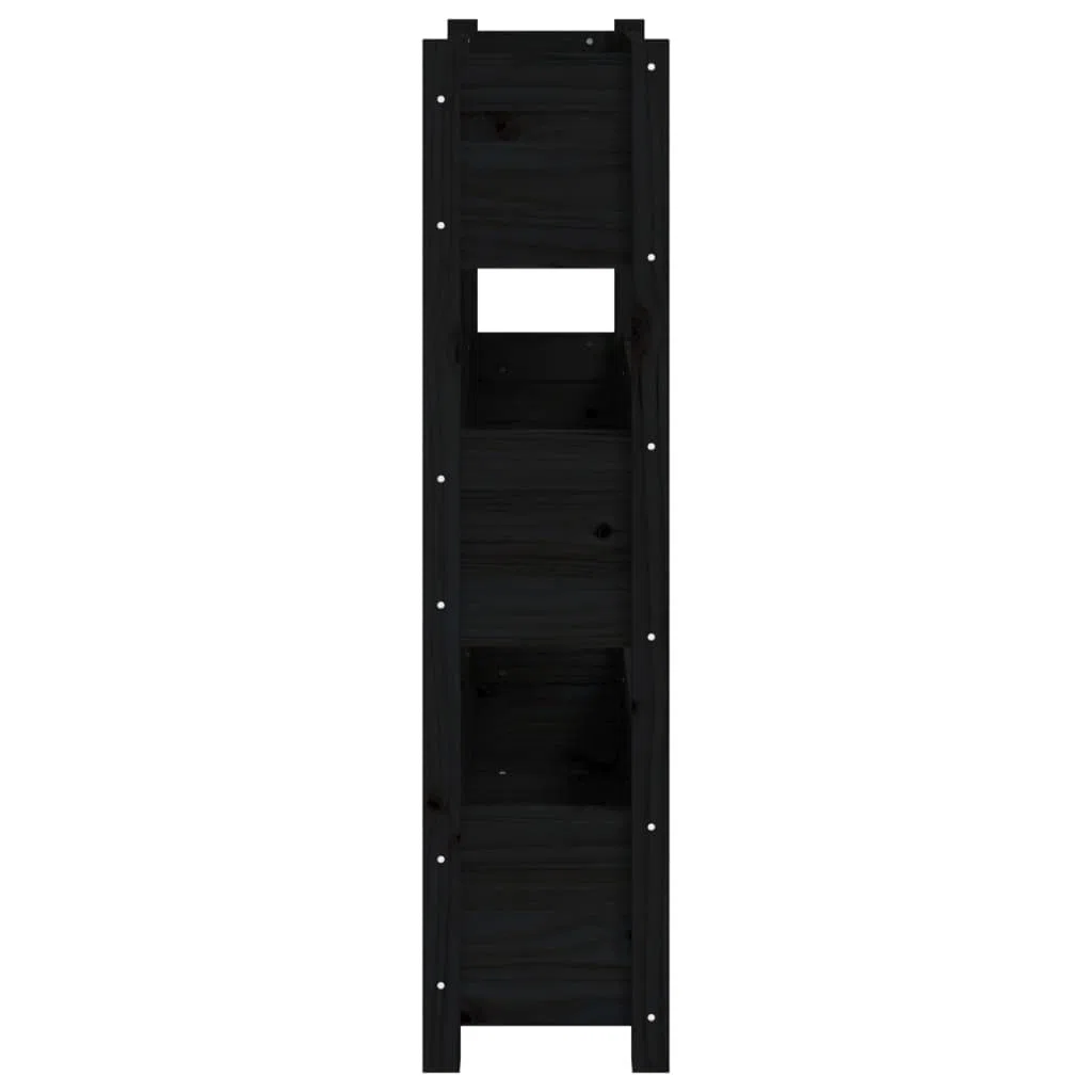 Jardinière Noir 77x25x104,5 cm Bois Massif de Pin - Carré Potager Vertical 3 Bacs pour Balcon, Jardin et Terrasse - Lit Surélevé Robuste et Grand Espace de Plantation