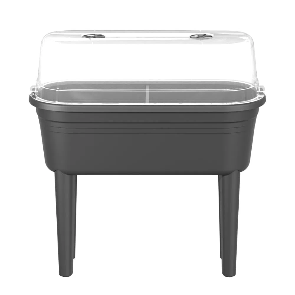 Florus Table De Culture Set Jardinière - Anthracite | L 37 x W 78 x H 26.4 cm | Convient à une Utilisation Extérieure | Plastique 100% recyclé