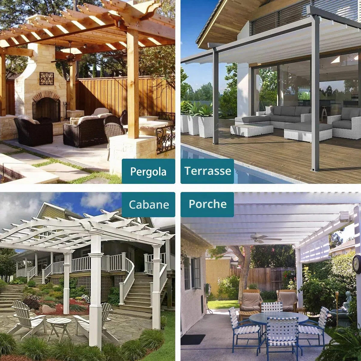 Bonzer Rideaux Transparents d'extérieur imperméables pour terrasse – 2 Panneaux de Rideaux d'intérieur à œillets pour Salon, Chambre, Porche, pergola, cabane, 137,2 x 213,4 cm, Gris