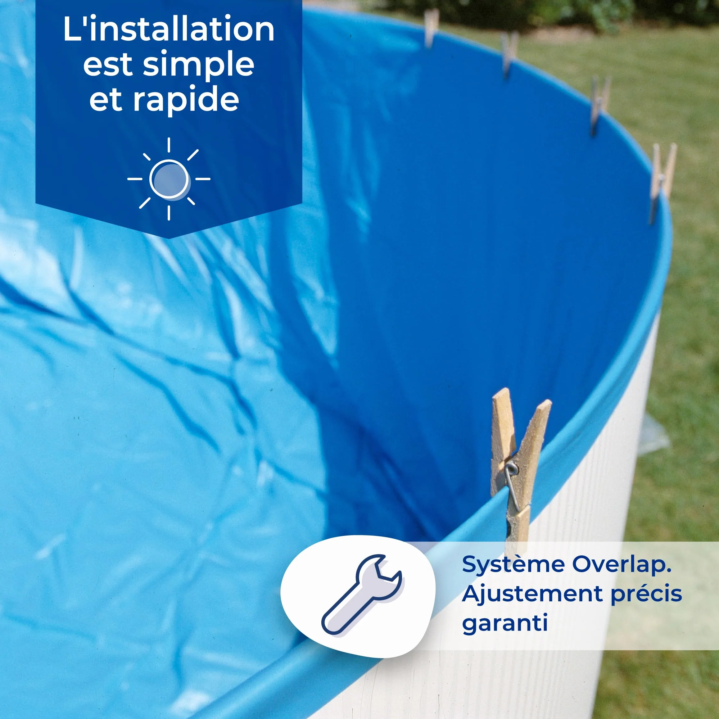 Gre Liner PVC imperméable Piscine Ovale 610x370x120 cm Bleu Overlap