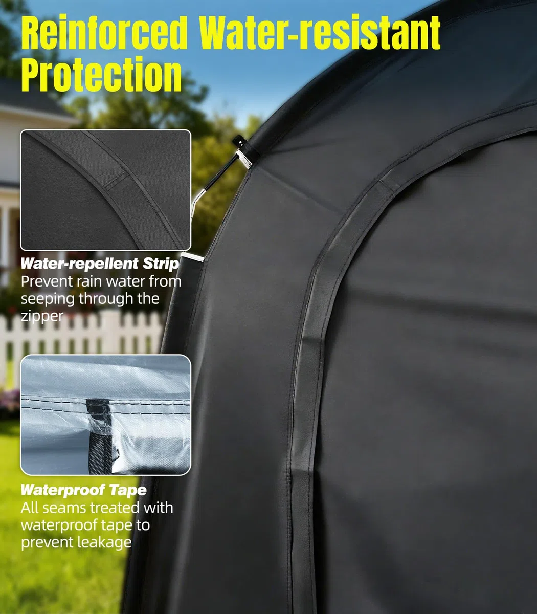 Housolution Tente de Stockage pour 3 Vélos, Extérieur Portable 210D Oxford épais PU4000 Imperméable à l'eau avec Fenêtre Ventilée, Tente pour Vélo, Tondeuse à Gazon, Outils de Jardin