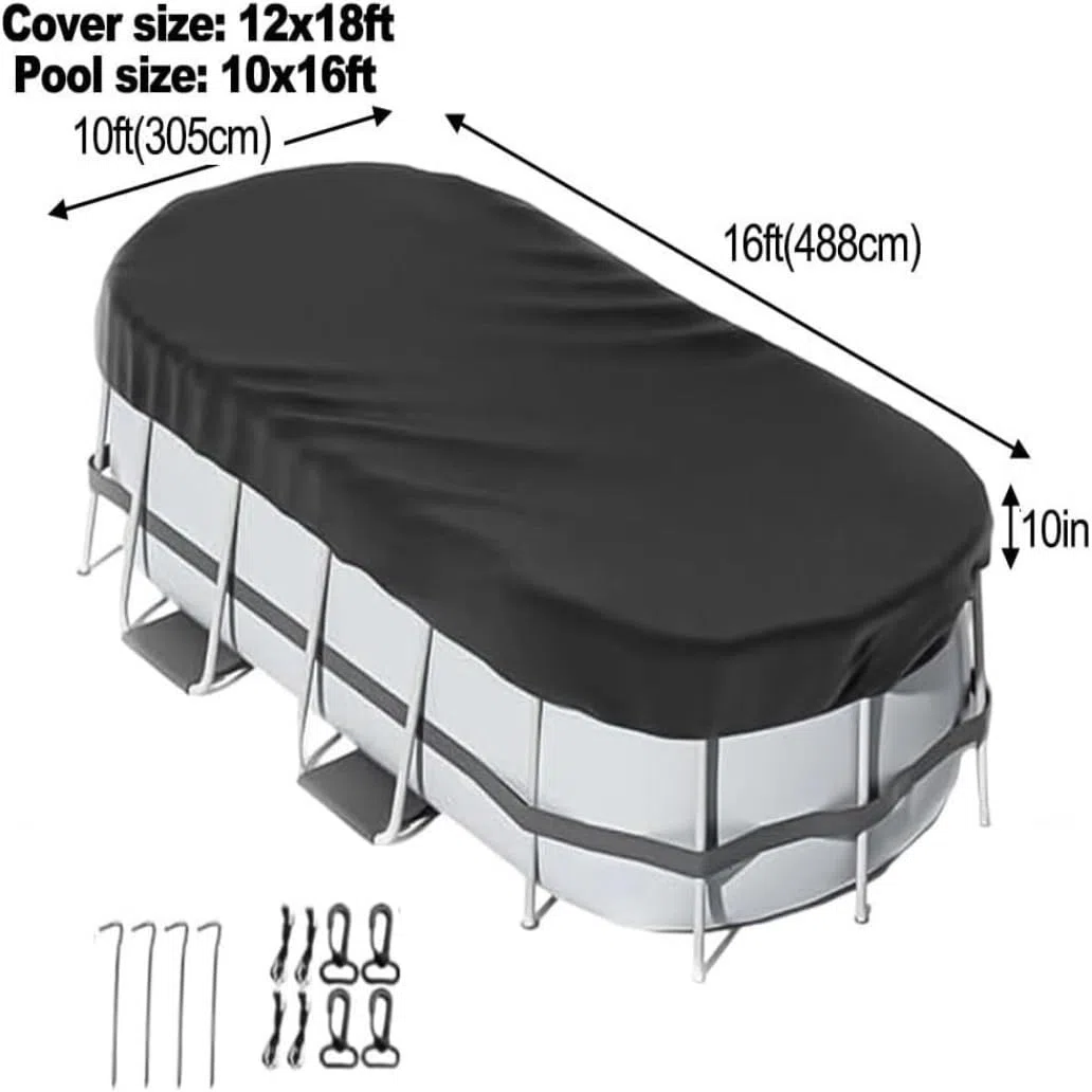 Bâche de Piscine Rectangulaire avec Piscine Hors Sol, pour Piscine Résistante Au Froid et Aux UV, Anti-poussière(8 * 14ft (244 * 427cm))