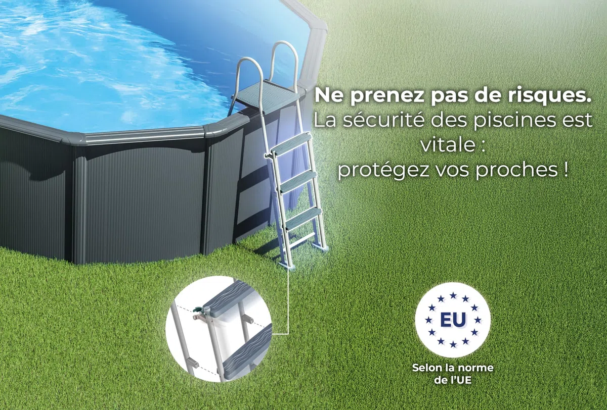 Gre KITPR358GY Juni - Piscine Hors-Sol en Acier, Piscine Ronde avec Structure en Acier Gris Anthracite. Piscines Hors-Sol pour Jardin, Ø350 x 132 cm