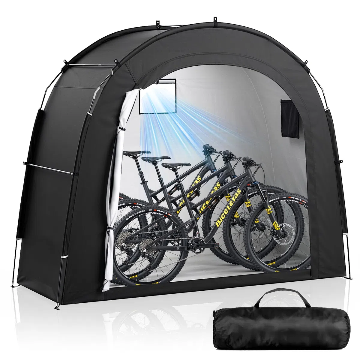 Housolution Tente de Stockage pour 3 Vélos, Extérieur Portable 210D Oxford épais PU4000 Imperméable à l'eau avec Fenêtre Ventilée, Tente pour Vélo, Tondeuse à Gazon, Outils de Jardin