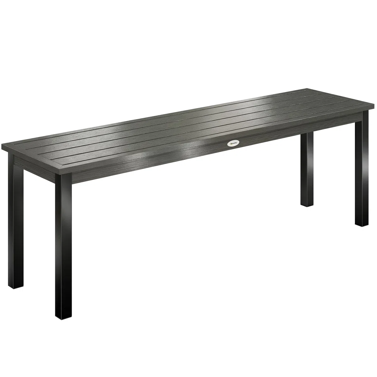 Outsunny Banc de Jardin en Métal, Banc d'extérieur 2 Places avec Assise à Lattes Effet Bois, sans Dossier, Banquette de Jardin Cadre Acier pour Patio, Balcon, Parc, Capacité 240 kg, 130x34x43cm, Gris
