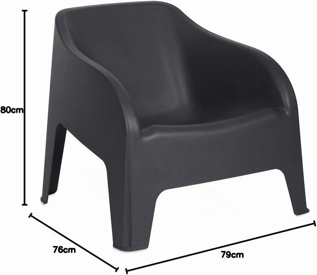 Decor Space Fauteuil Tokyo en polypropylène empilable pour terrasses et jardins (Noir)