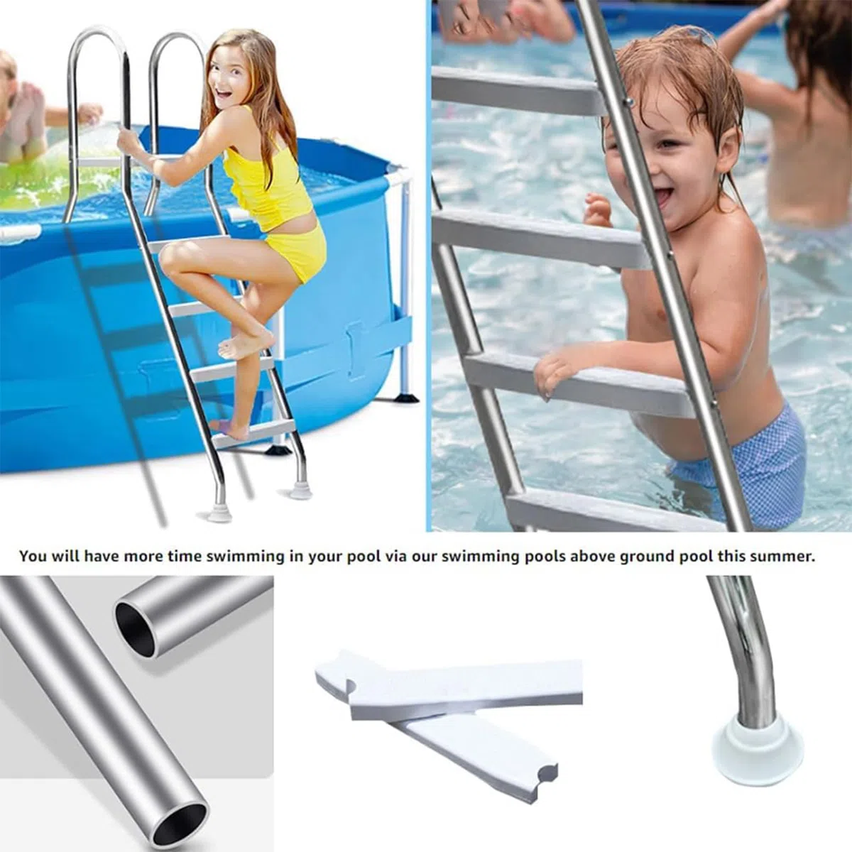 Échelle De Piscine Robuste en Acier Inoxydable - Escalier De Piscine Hors Sol à Deux Marches Et à Double Face AntidéRapante, pour Utilisation à L'IntéRieur Et à L'ExtéRieur