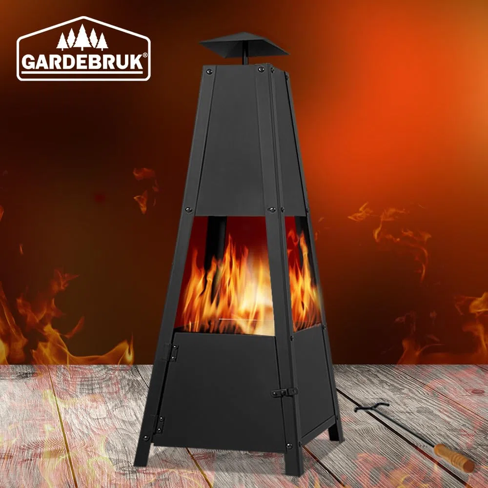 Deuba Brasero de Jardin Pyramide métal avec tisonnier Barbecue Brasier cheminée extérieur