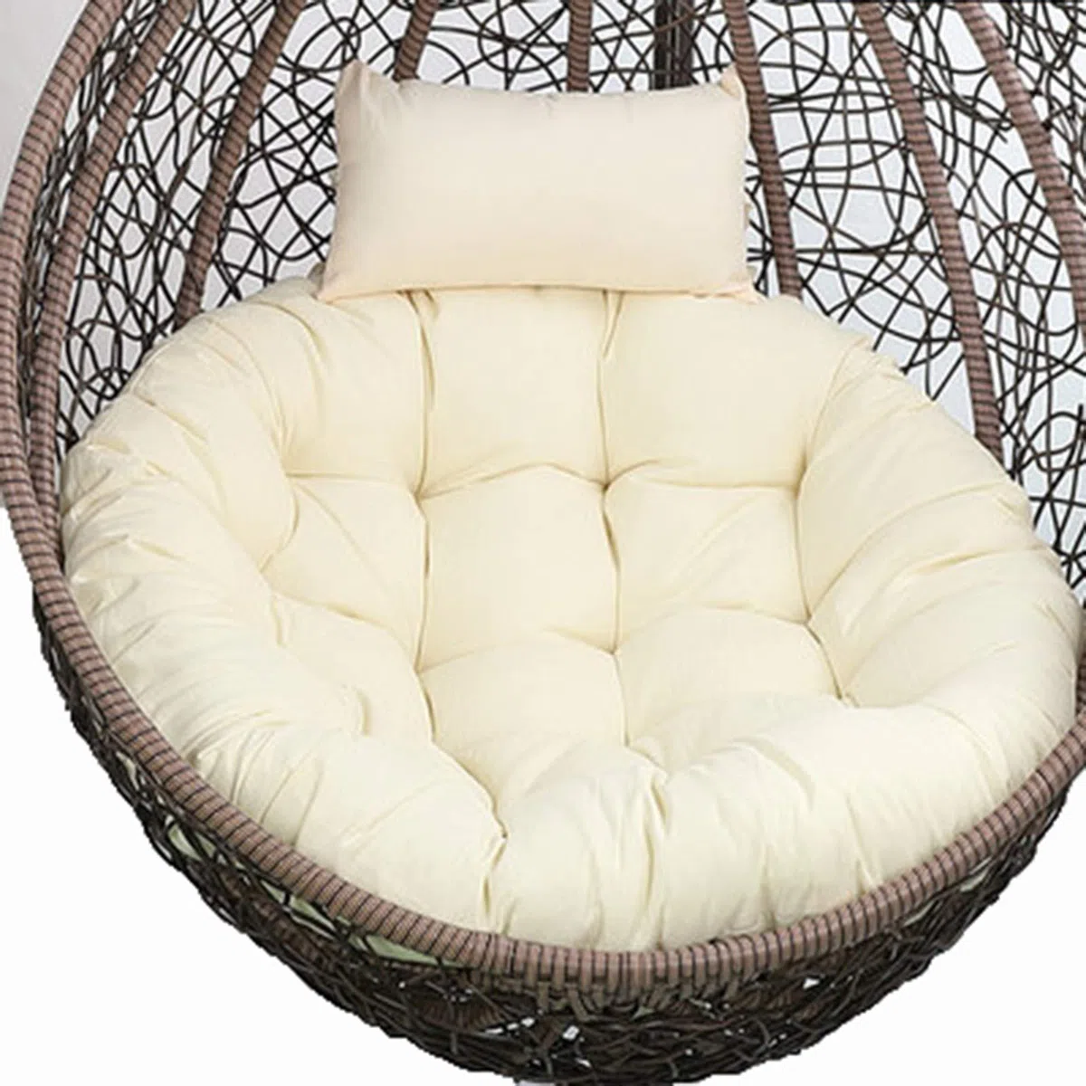 Coussin Rond pour Fauteuil Rotin, éPais Coussin pour Fauteuil Suspendu Exterieur Jardin, Lavable Coussin de Chaise Suspendue, AntidéRapant Coussin pour Hamac Chaise SuspenduBeige