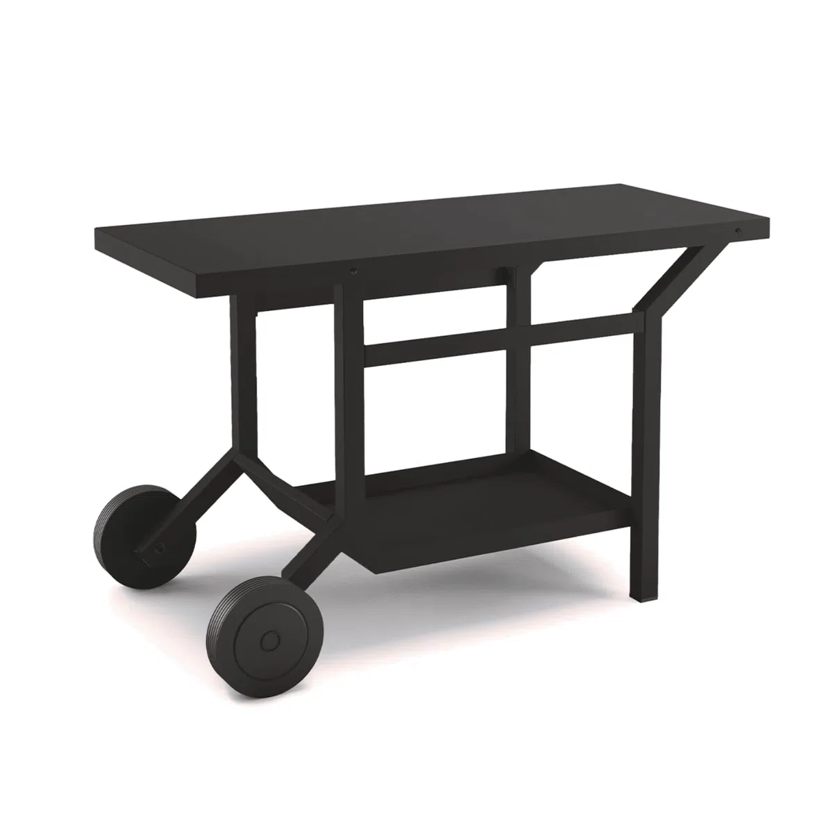 Forge Adour – Table Roulante Plancha Acier Noir, 2 Grandes Roues, Plan de Travail 50 kg, Compatible Toutes Planchas 45, 60 et 75 cm, Garantie 2 Ans