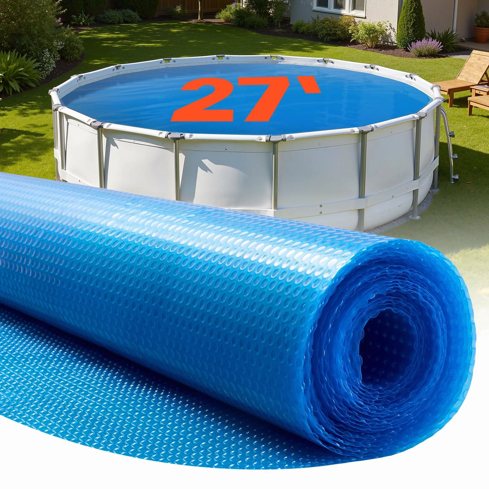VEVOR Bâche Solaire Piscine Ronde 8,23 m Couverture Solaire Piscine 0,4 mm Bâche à Bulles en Polyéthylène PE pour Piscines Hors Sol Creusées, Absorption de Chaleur Jour et Rétention Chaleur Nuit, Bleu