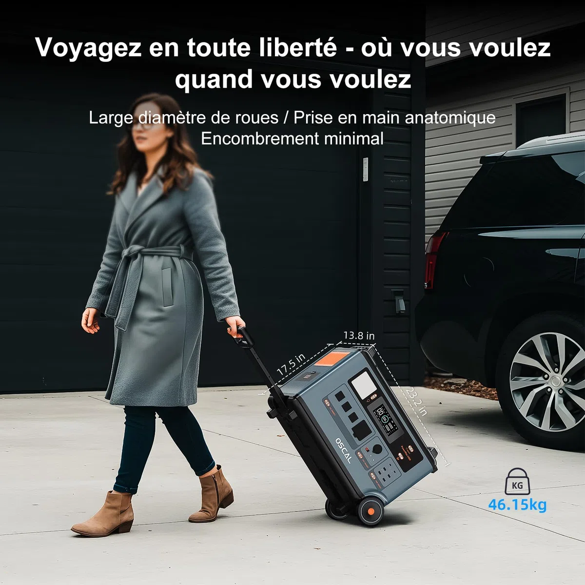 OSCAL PowerMax 6000w Générateur Solaire avec Panneau 400W, 3600Wh Station électrique Portable, Capacité Extensible 57.6kWh, Recharge en 1,2 h, Batterie LFP, APP, 14 Sorties, pour Maison, Camping-Car